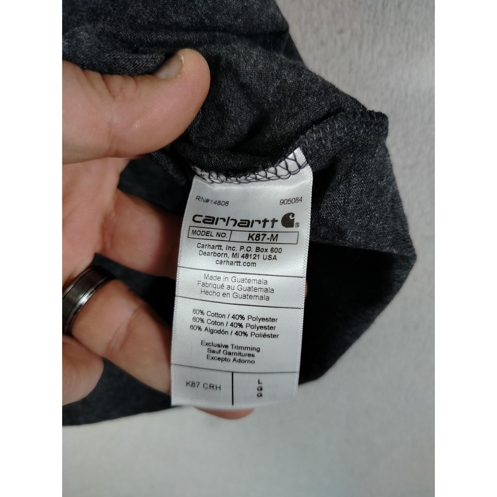 Carhartt Shirt Mens Large Gray Loose‎ Fit K87 Pocket Tee Workwear Tagless Casual - Picture 4 of 10